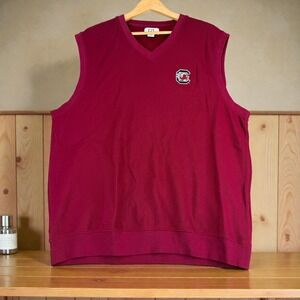 Cutter& Buck South Carolina Gamecocks V Neck Sweater‎ Vest L/G Burgundy